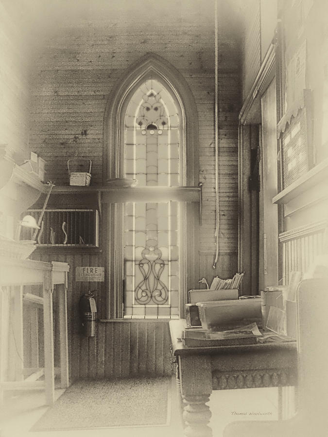 Black And White Photograph - Church Vestibule in Heirloom Finish by Thomas Woolworth
