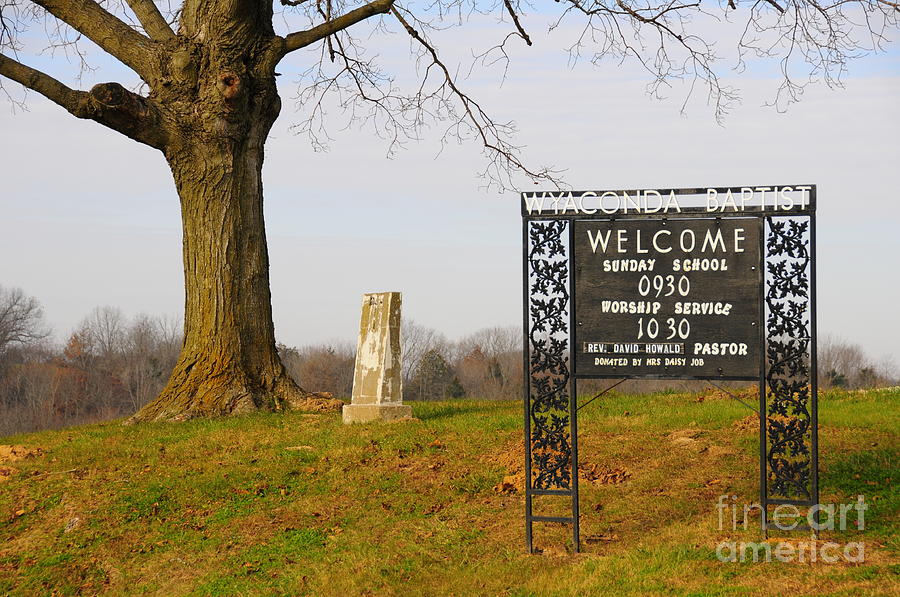 Church Welcome Sign Grave and Tree Photograph by David Arment