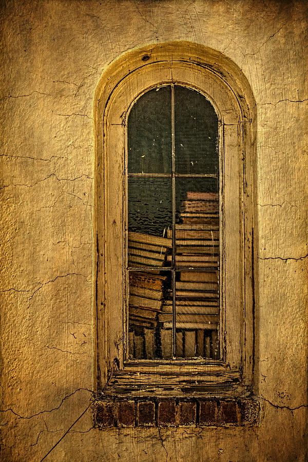 Book Photograph - Church Window with Books by Priscilla Burgers
