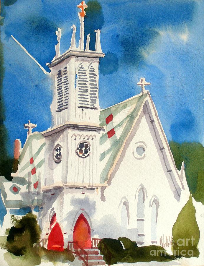 Church with Jet Contrail Painting by Kip DeVore