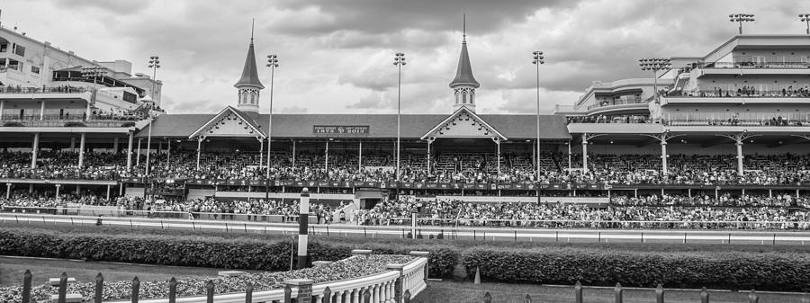 Black And White Photograph - Churchill Downs and Twin Spires  by John McGraw