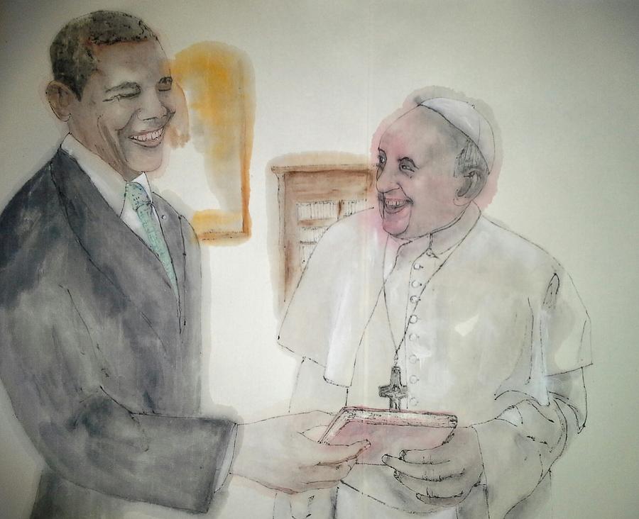 ciao Italy and Pope Francis albums Painting by Debbi Saccomanno Chan