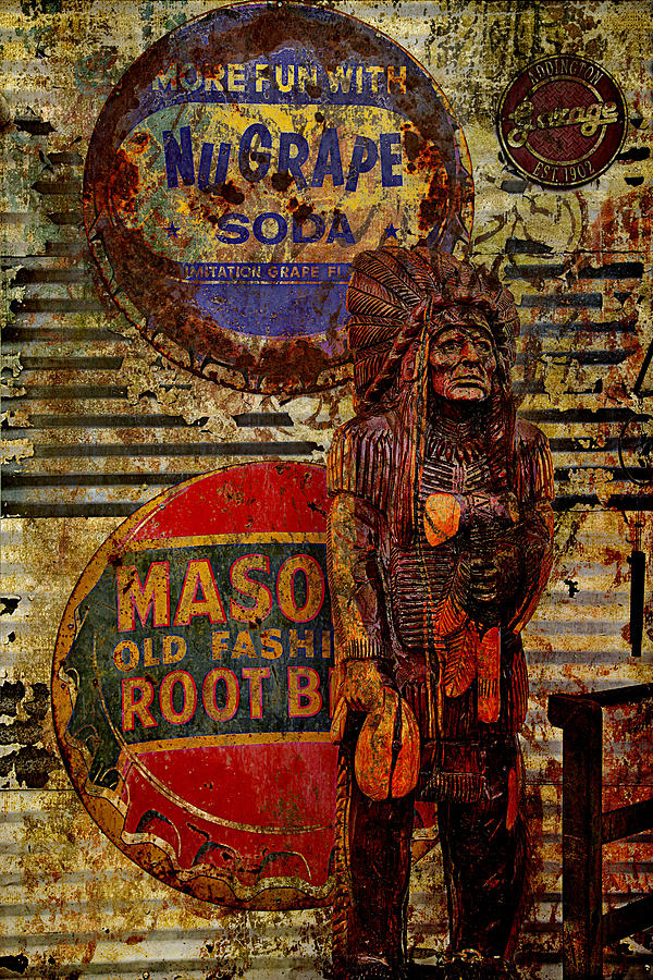 Cigar Store Indian guards the rootbeer Photograph by Toni Hopper