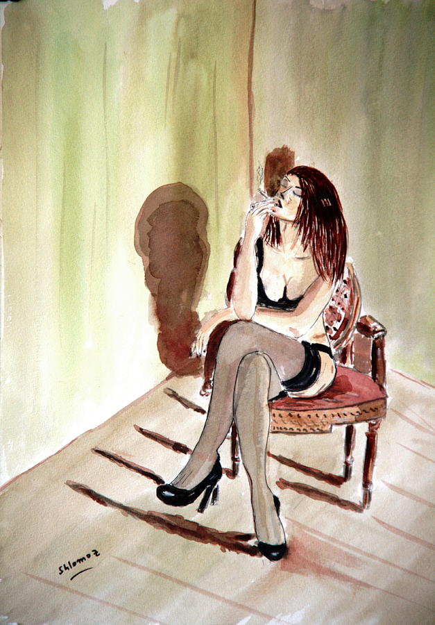 Cigarette Passion. Painting by Shlomo Zangilevitch