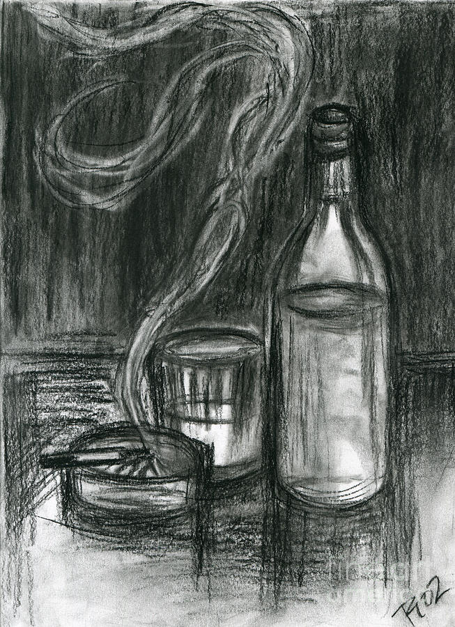 Cigarettes and Alcohol Drawing by Classic Visions Gallery