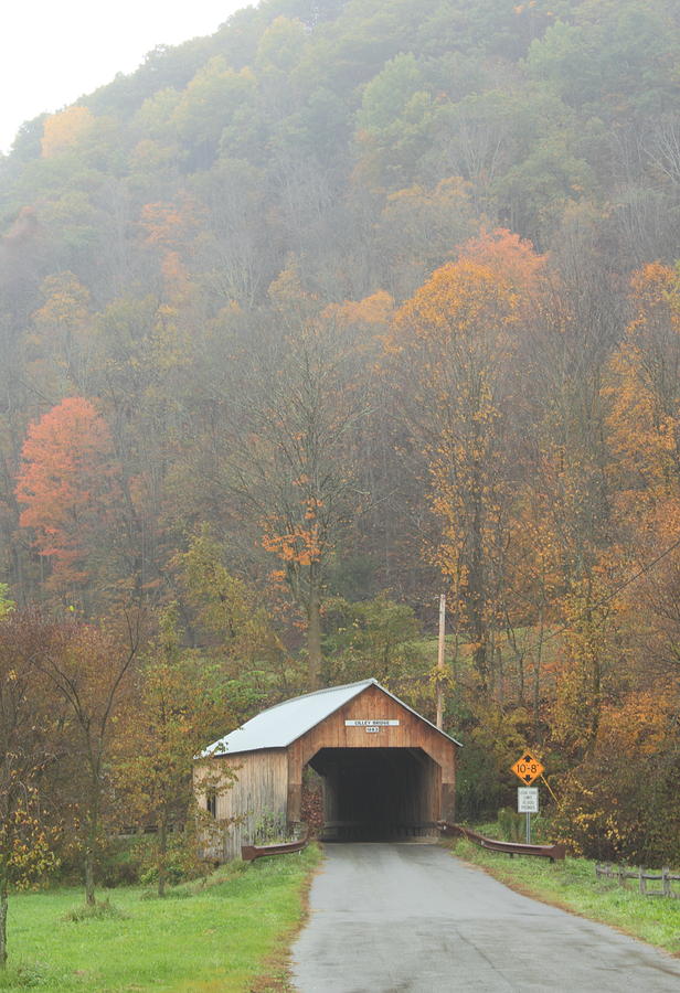 Cilly Covered Bridge Tunbridge Vermont Late Autumn Photograph by John Burk