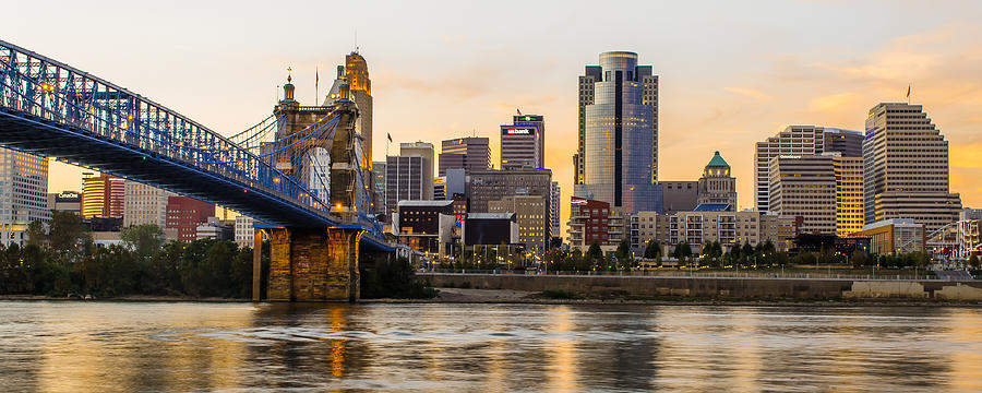 Cincinnati at Sunset from the River Photograph by At Lands End Photography