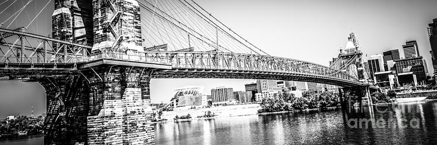 Cincinnati Bridge Retro Panorama Photo Photograph by Paul Velgos