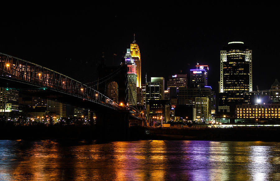 Cincinnati by Night Photograph by Cathy Donohoue