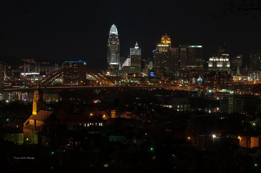 Cincinnati from Bellevue at Night Photograph by Constance Sanders