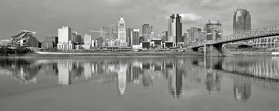 Cincinnati Grayscale Panorama Photograph by Frozen in Time Fine Art Photography