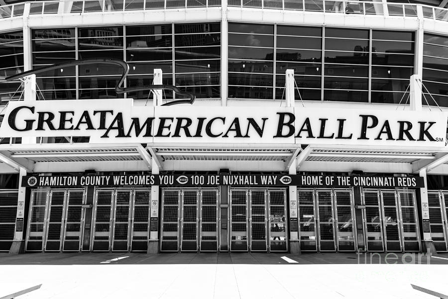 Cincinnati Great American Ball Park Black and White Picture Photograph by Paul Velgos