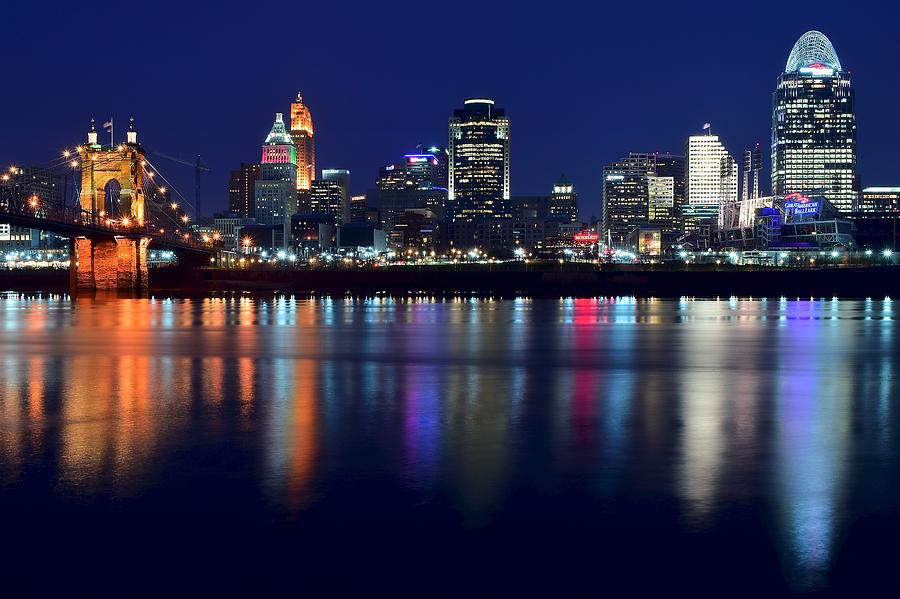 Cincinnati Ohio Blue Hour Photograph by Frozen in Time Fine Art Photography