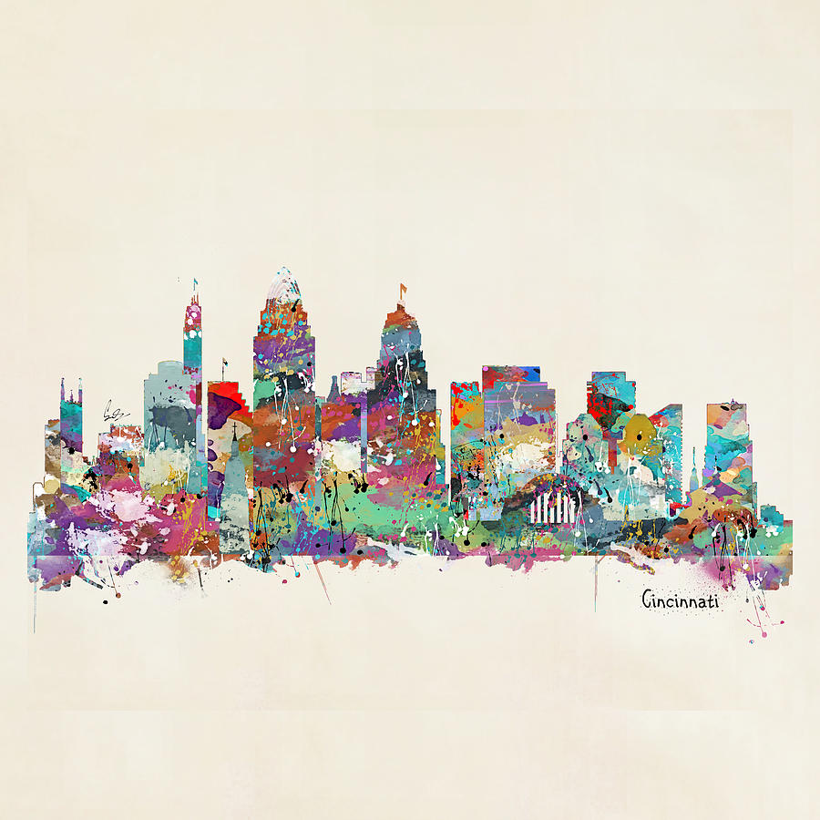 Cincinnati Skyline Painting - Cincinnati Ohio Skyline by Bri Buckley