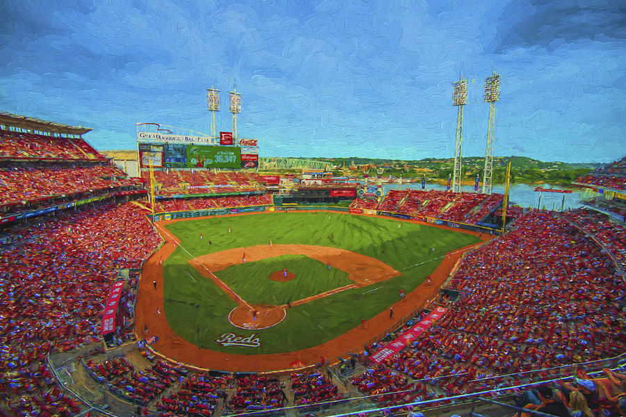 Cincinnati Reds Great America Ballpark Painted Digitally Photograph by David Haskett II