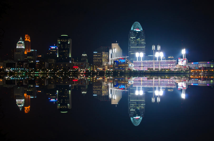Cincinnati Skyline Photograph - Cincinnati reflected by Randall Branham