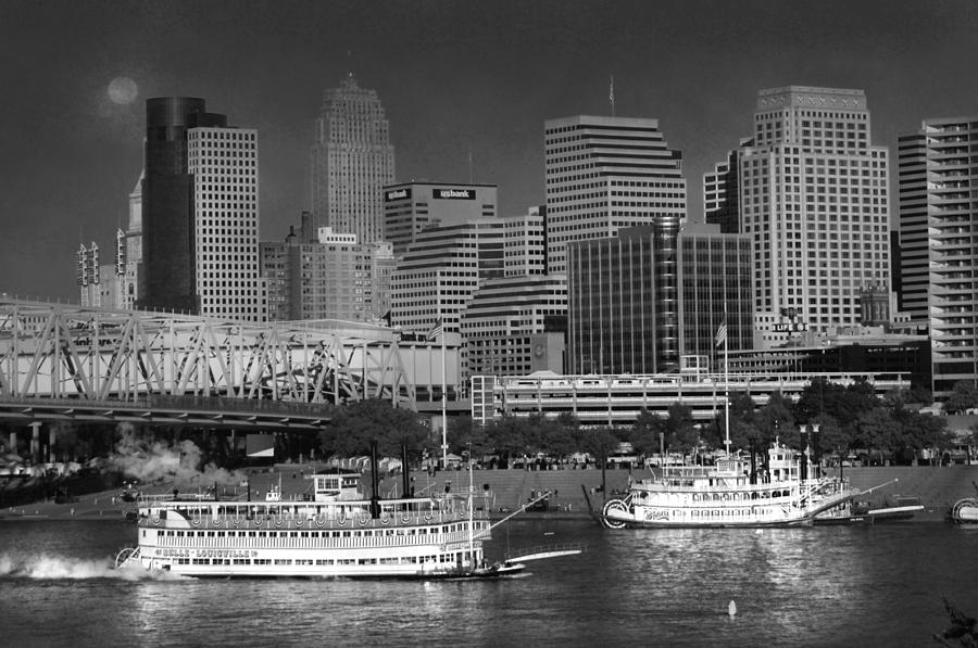 Cincinnati Skyline and Paddle Boats Photograph by Randall Branham