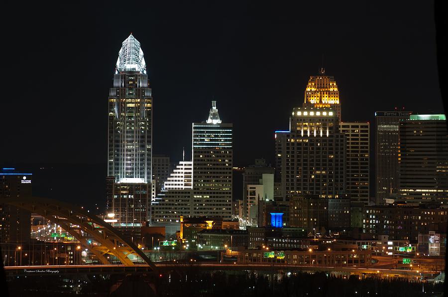 Cincinnati Photograph - Cincinnati Skyline at Night by Constance Sanders