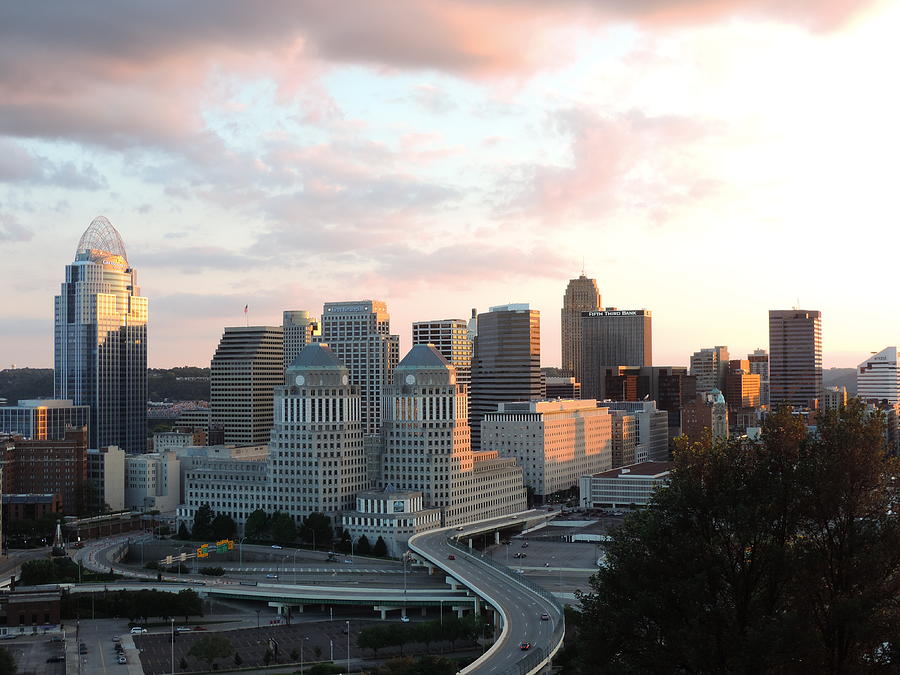 Cincinnati Photograph - Cincinnati skyline at sunset form the top of Mount Adams 2 by Cityscape Photography