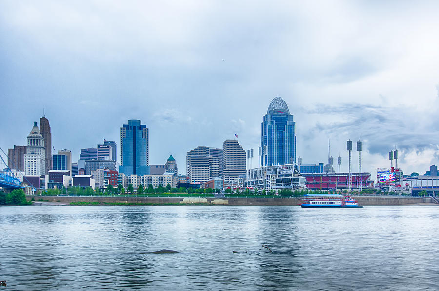 Cincinnati skyline Image of Cincinnati skyline and historic Joh Photograph by Alex Grichenko