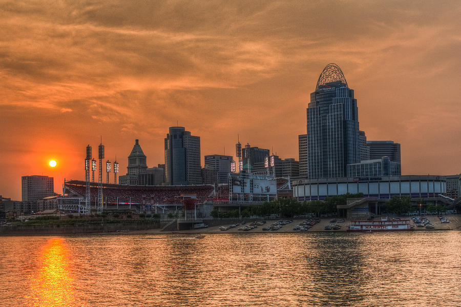 Cincinnati Reds Photograph - Cincinnati Sunset by David Long