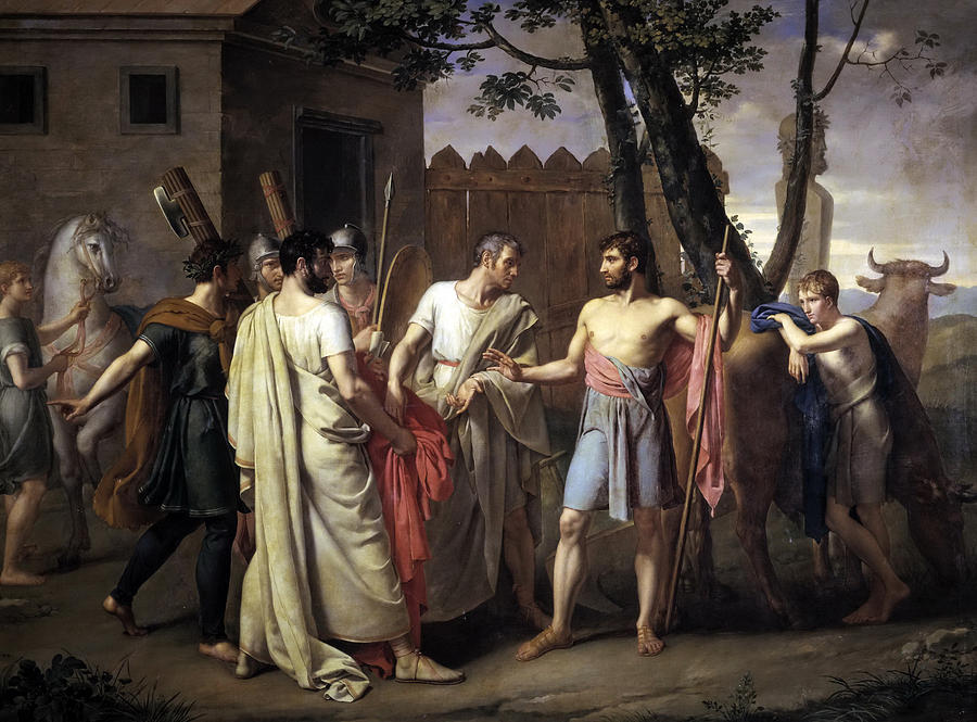 Cincinnatus leaving the plow to make laws to Rome Painting by Juan Antonio Ribera