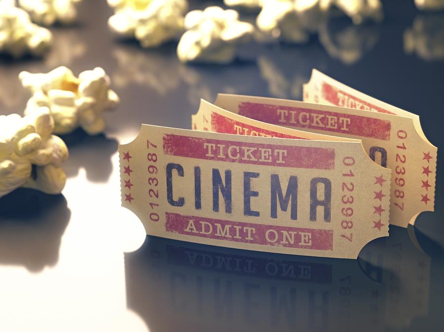 Cinema tickets and popcorn, illustration Drawing by Ktsdesign