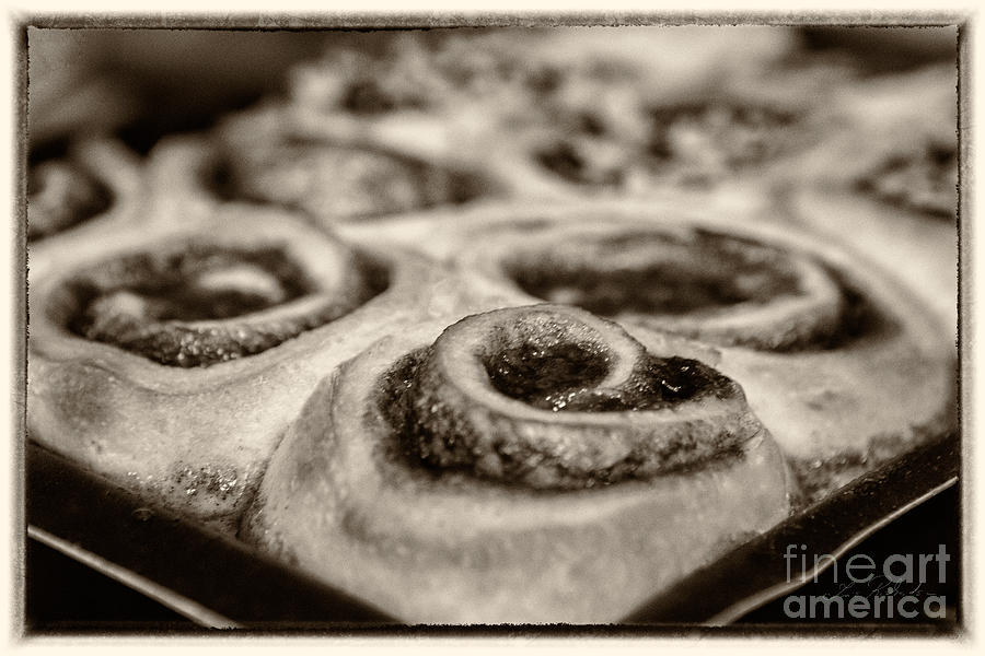 Cinnamon Roll Photograph - Cinnamon Buns Sepia by Iris Richardson