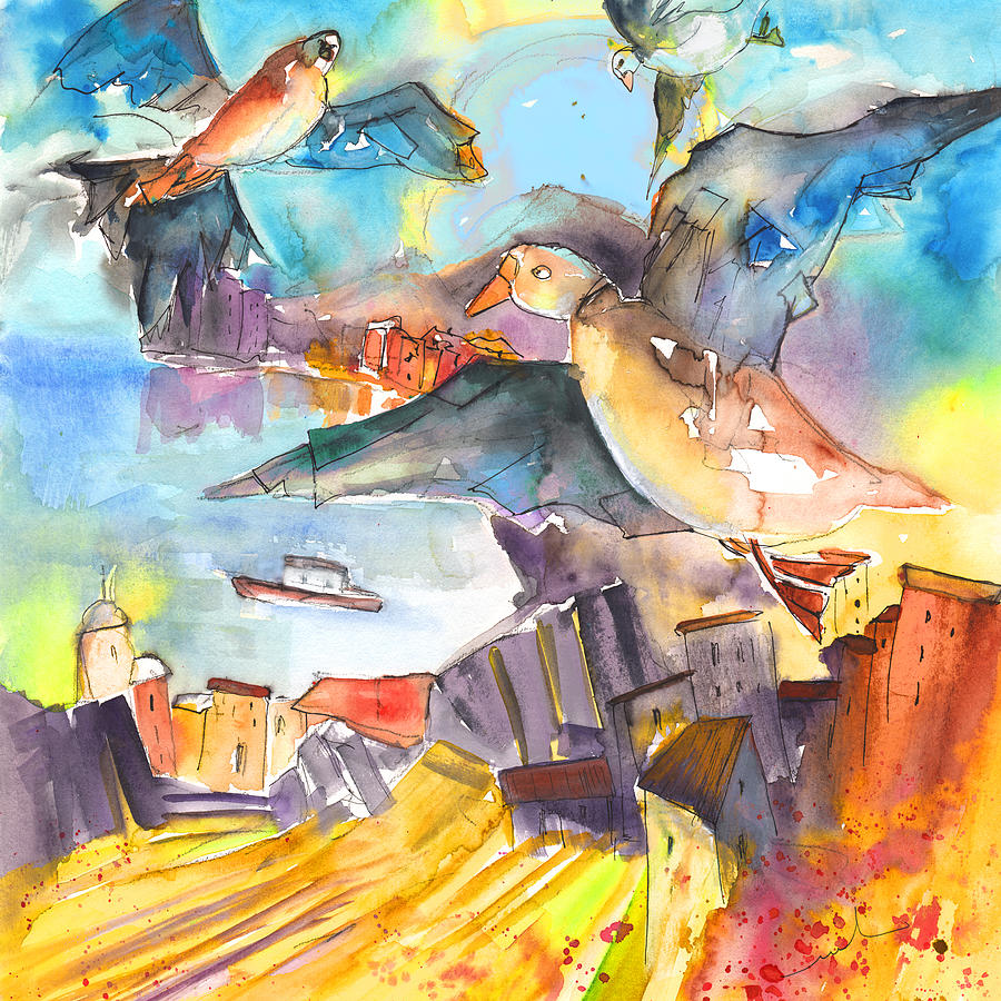 Bird Painting - Cinque Terre 05 by Miki De Goodaboom