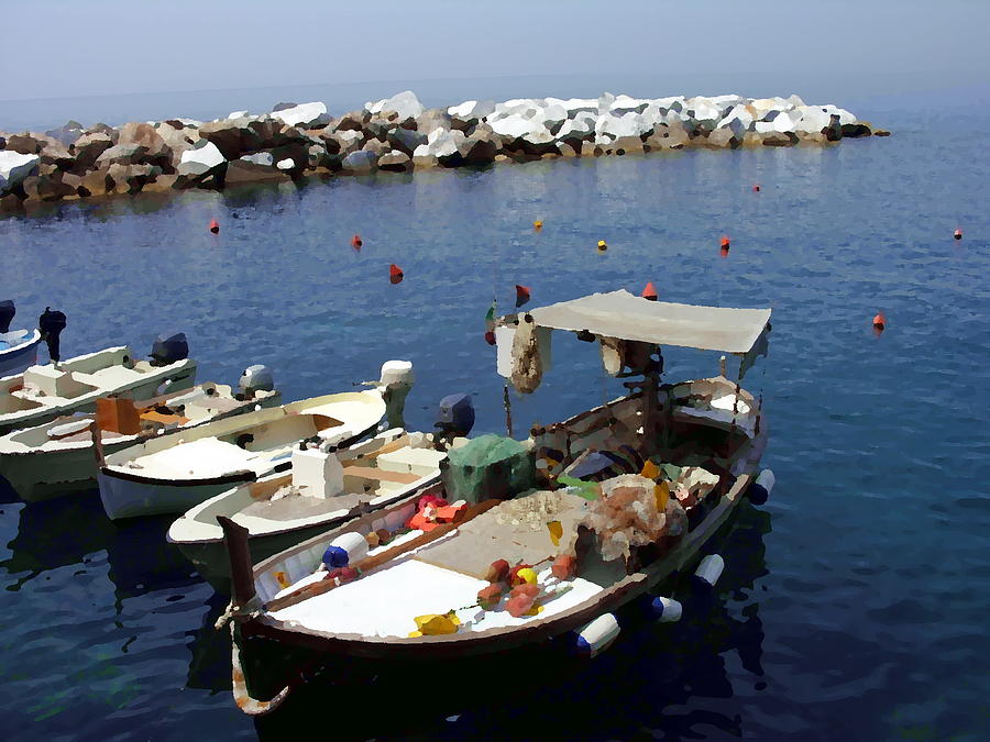 Cinque Terre Italy Photograph - Cinque Terre Italy Boats on Ligourian Sea by Jacqueline M Lewis