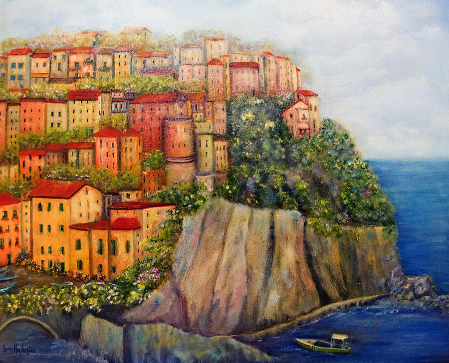 Manarola Painting - Cinque Terre by Loretta Luglio