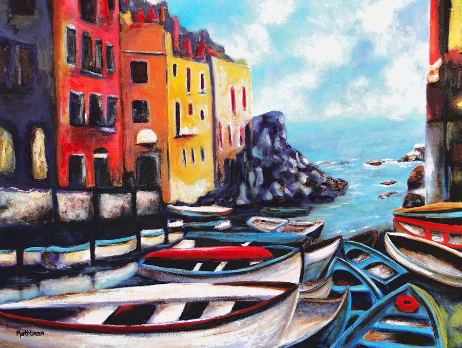 Cinque Terre Painting by Marti Green