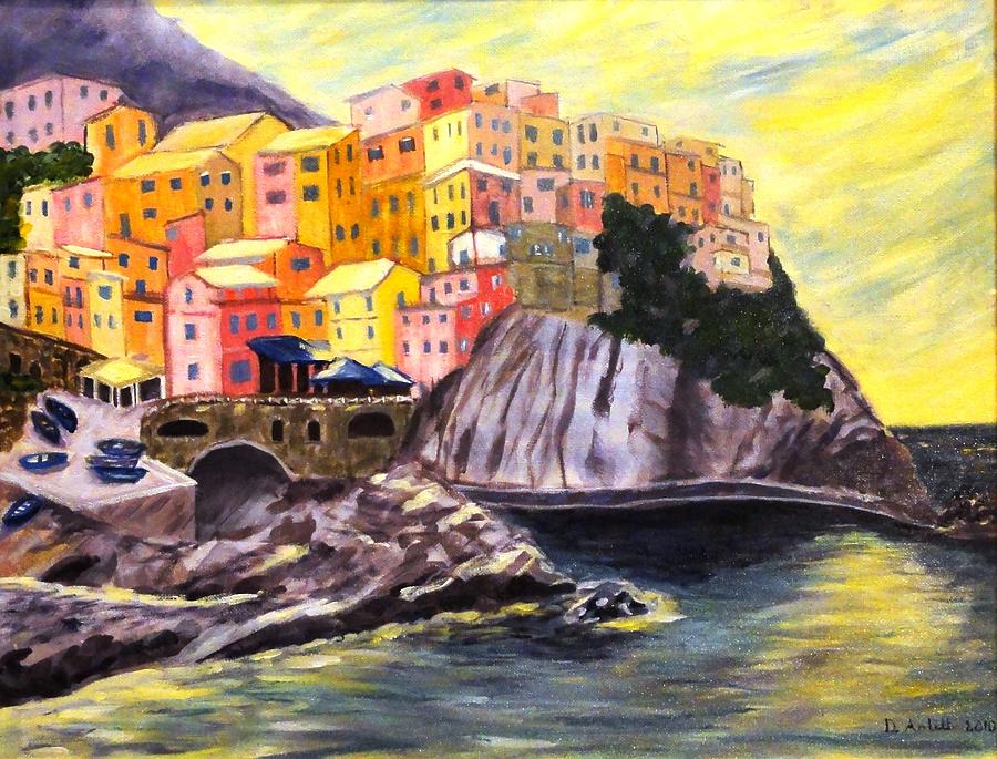 Cinque Terre Sunrise Painting by Diane Arlitt