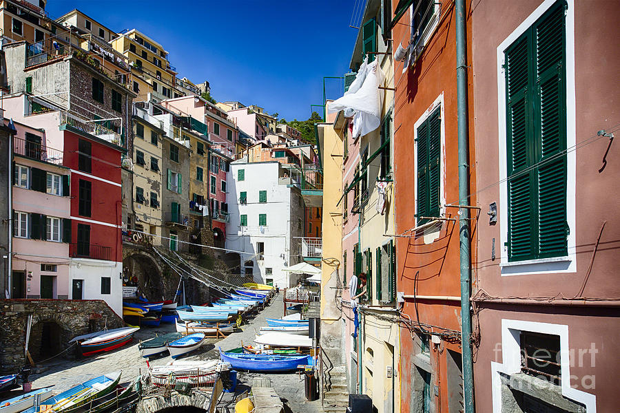 Cinque Terre National Park Photograph - Cinque Terre Town Street Scene by George Oze