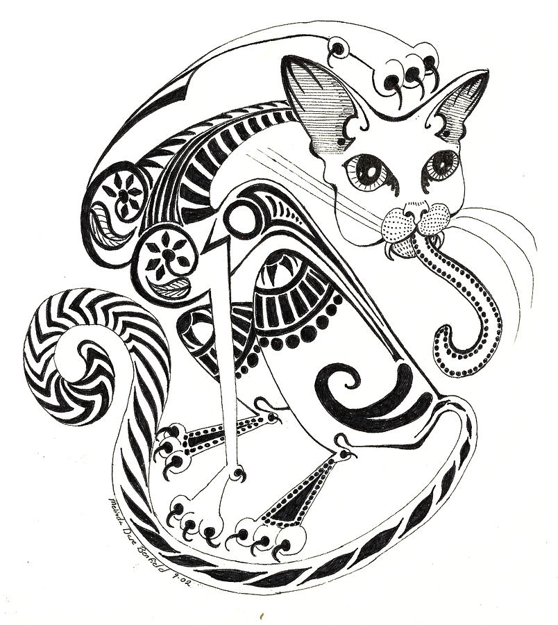 Circle Cat Drawing by Melinda Dare Benfield