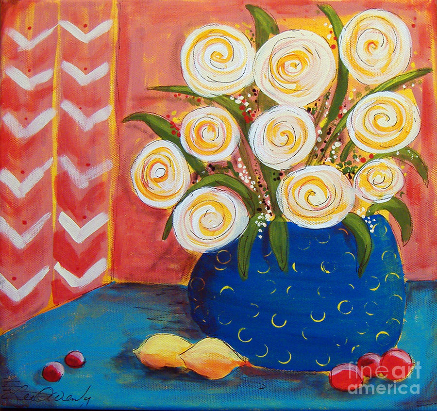 Circle Flowers With Chevrons Painting by Lee Owenby