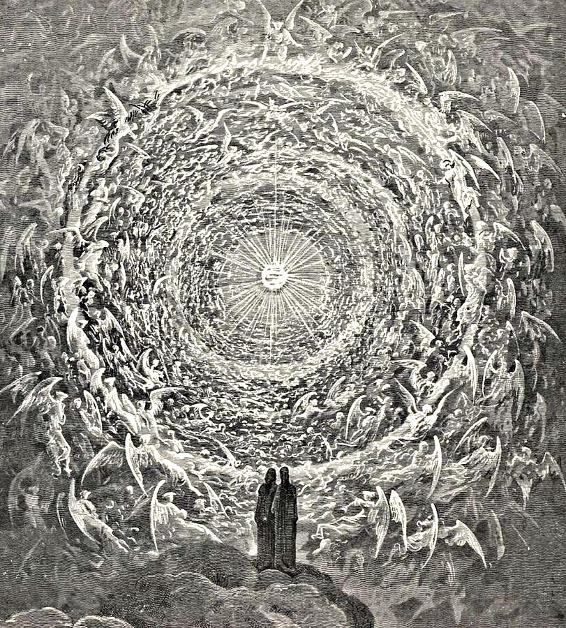 Gustave Dore Drawing - Circle of Angels Dantes Paradise Illustration by    