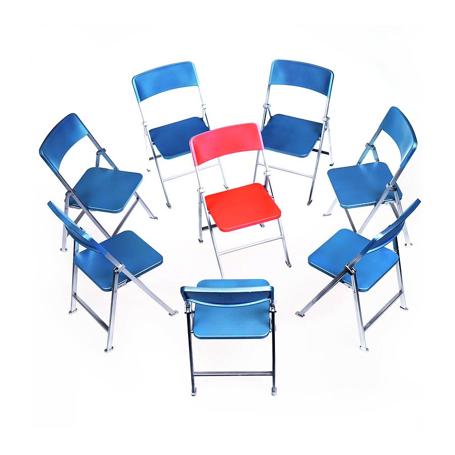 Circle Of Chairs With One In The Middle Photograph by Cordelia Molloy/science Photo Library