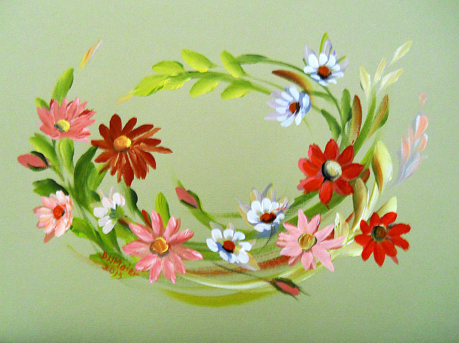 Circle of Daisies Painting by Dorothy Maier