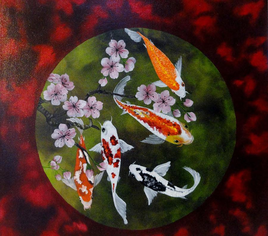 Circle of Koi Painting by Carol Avants