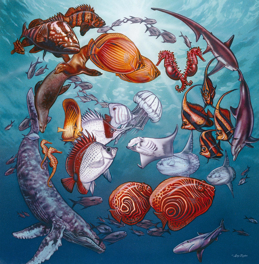 Circle of Ocean Life Painting by JQ Licensing
