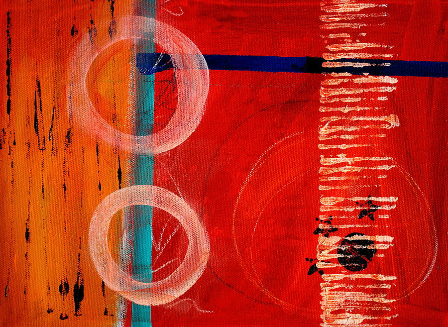 Abstract Painting - Circle Red Abstract by Nancy Merkle