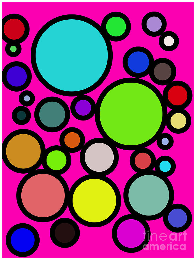  Circles and Bubbles Geometric Retro Painting by Barefoot Bodeez Art
