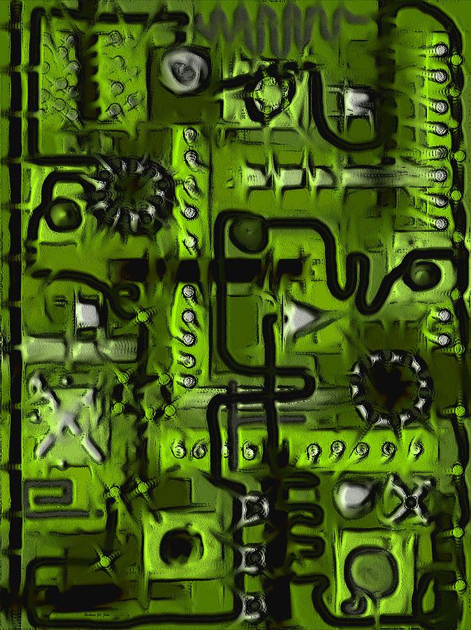 Circuit Board Abstract in Green Digital Art by Barbara St Jean