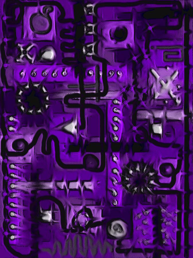 Circuit Board Abstract in Purple Digital Art by Barbara St Jean