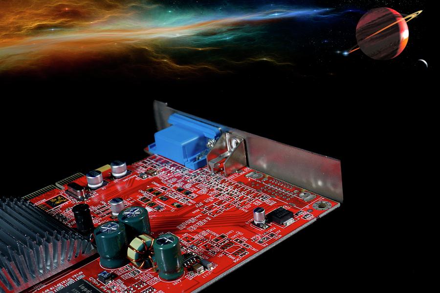 Circuit Board In Outer Space Photograph by Christian Lagerek/science Photo Library