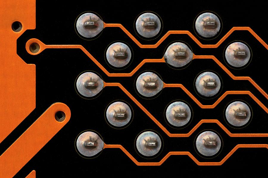 Contact Photograph - Circuit Board Tin Contacts by Antonio Romero