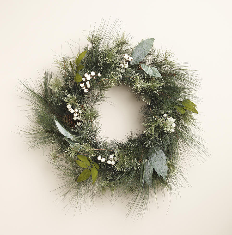 Circular Christmas Wreath On Plain Background Photograph by Oppenheim Bernhard