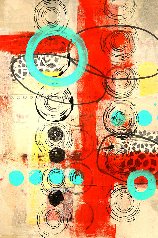 Circus Abstract Mixed Media Collage Mixed Media by Nancy Merkle