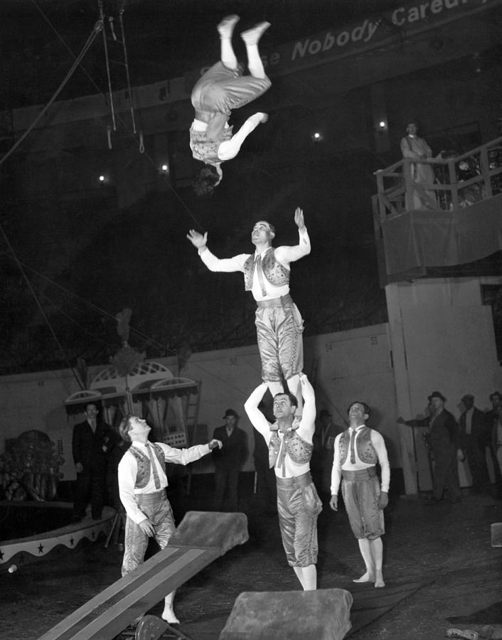 Circus Acrobats Practicing Photograph by Underwood Archives